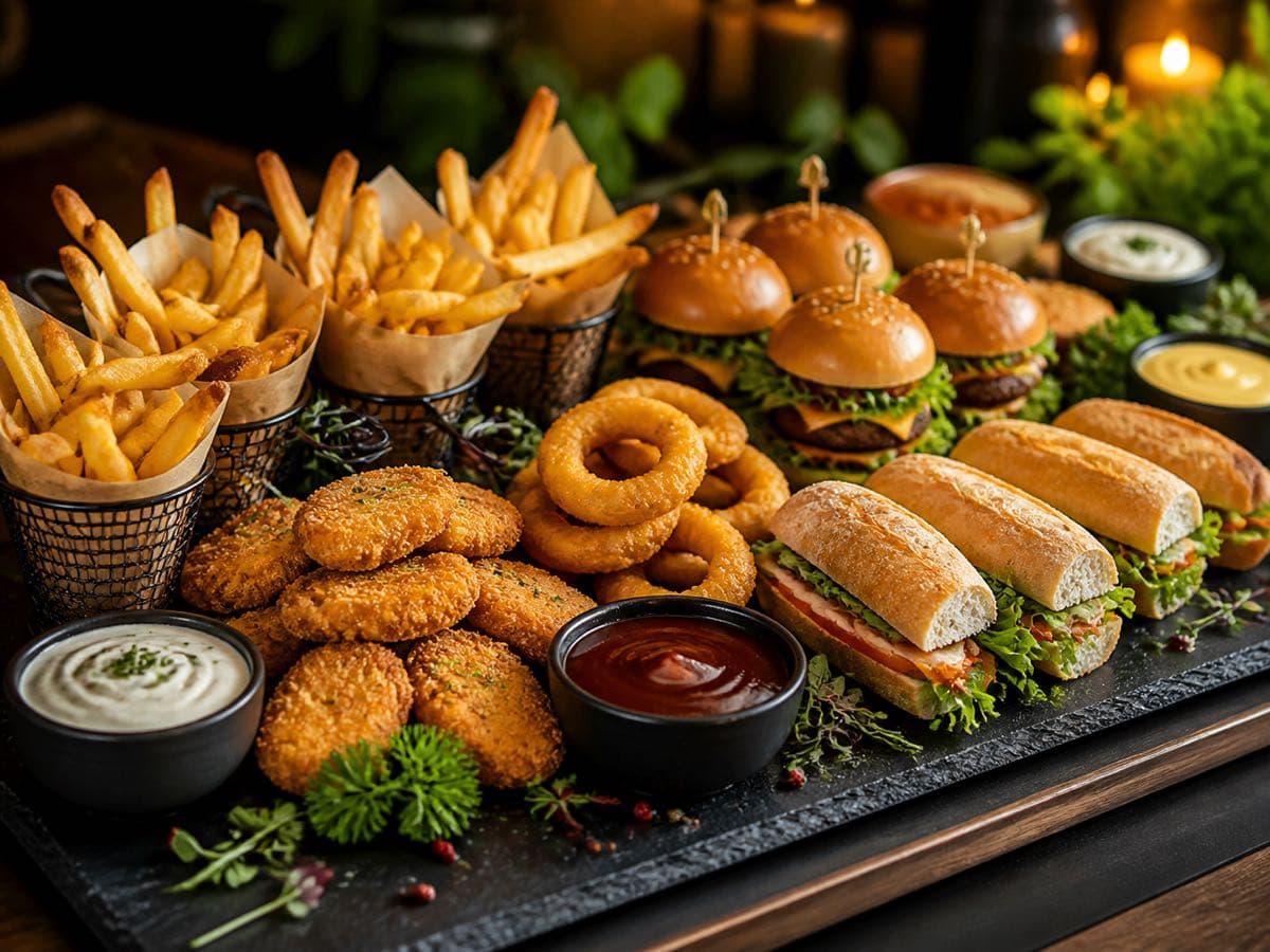 Fingerfood Häppchen und Canapés auf Platten für einen Empfang im Münsterland